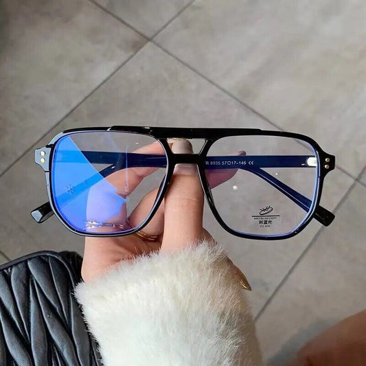 Vintage Oversized Double Bridge Glasses - Retro Style Eyewear For Women