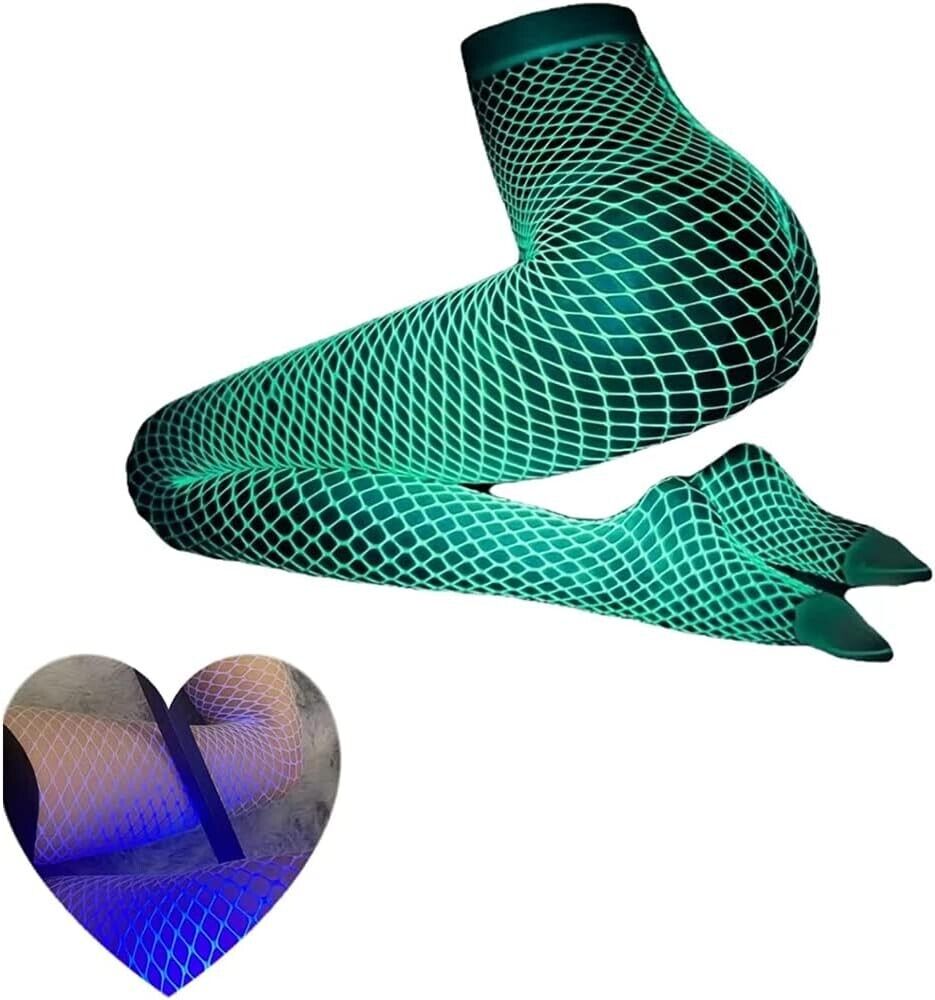 Sexy Women Luminous Fishnet Stockings High Waist Mesh Tights Glow In The Dark UK