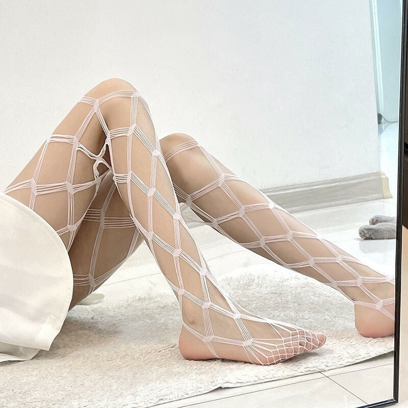 Women Hollow Out Stockings Mesh Tights Fishnet Thigh High Pantyhose Sexy Socks