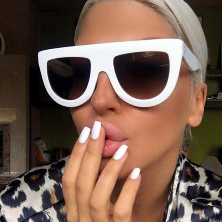 Oversized Black Womens Ladies Sunglasses Flat Top Shield Luxury Shadow