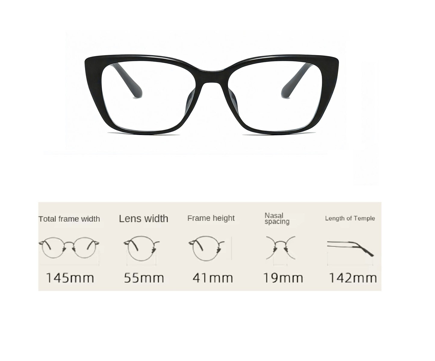Black Retro Cat Eye Frame Glasses – Anti Blue Light Screen Protection