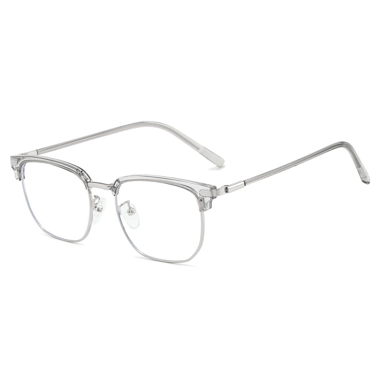 Square Anti Blue Light Half Rim Glasses - Stylish Metal Frame Eyewear Unisex