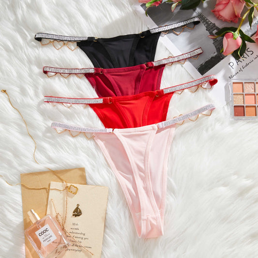 Women’s Black Thong Heart Chain Side Strap Lingerie