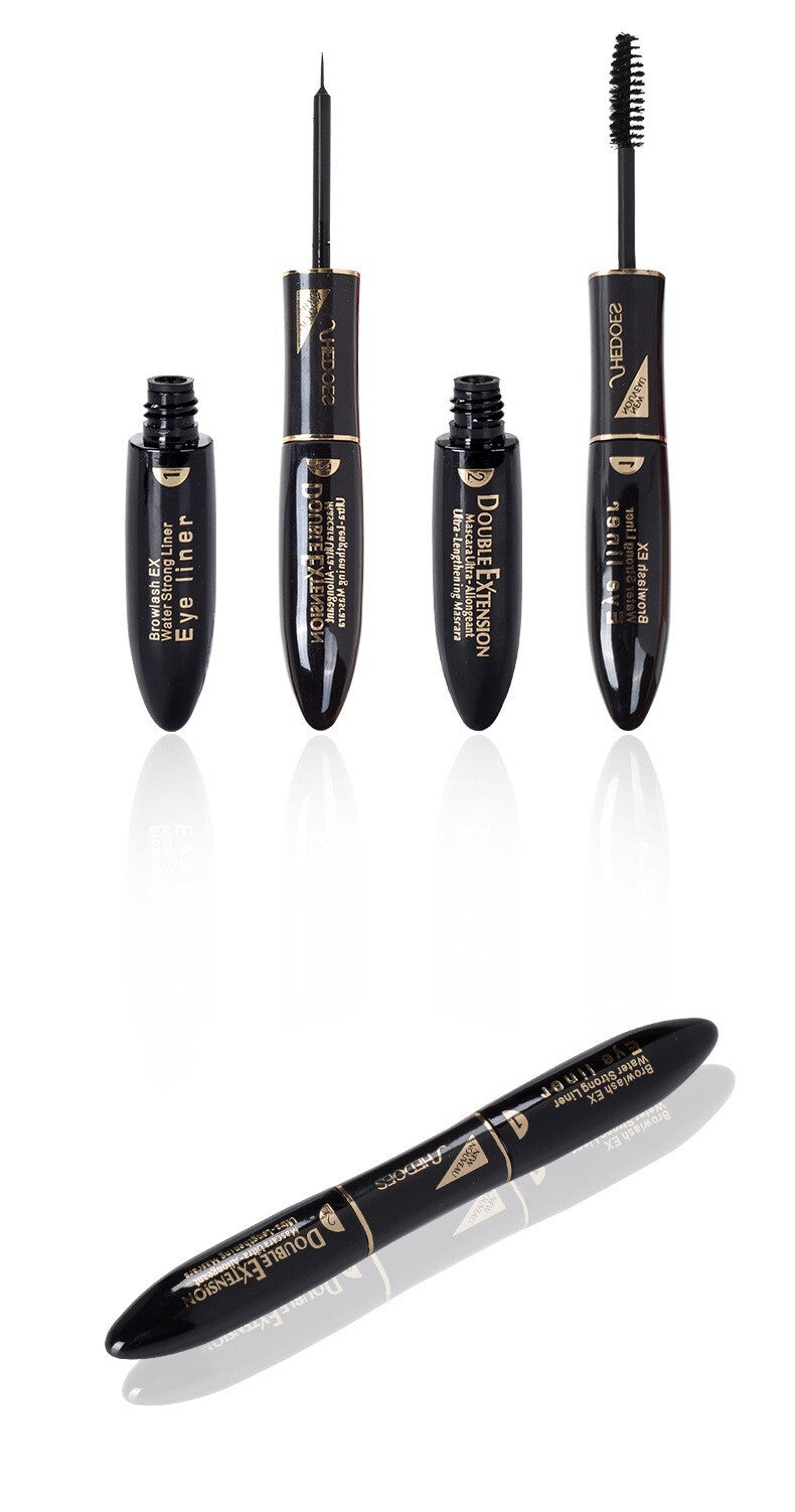 2 in 1 Mascara Eyeliner Waterproof 4D Silk Eyelash Extreme Volume Double Effect