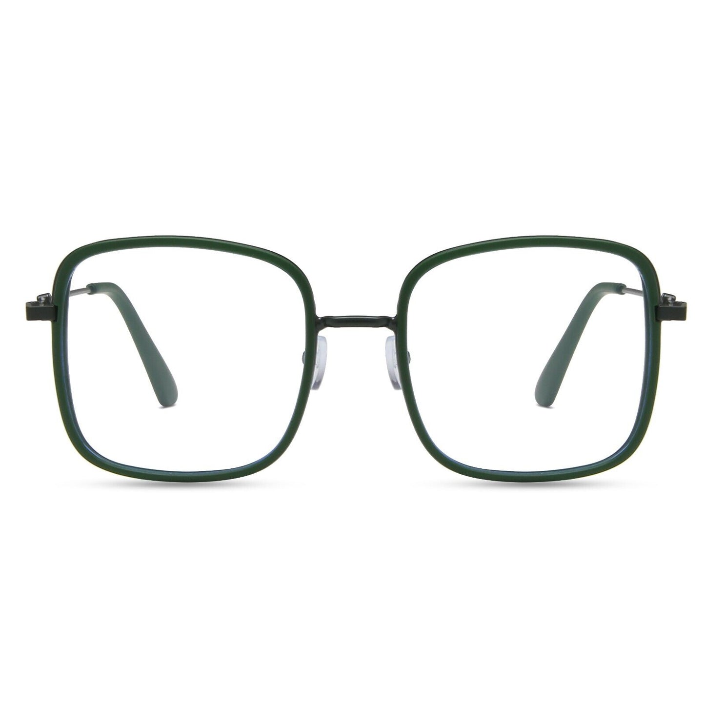 Oversized Square Metal Frame Eyeglasses - Retro Fashion Eyewear for Men & Women