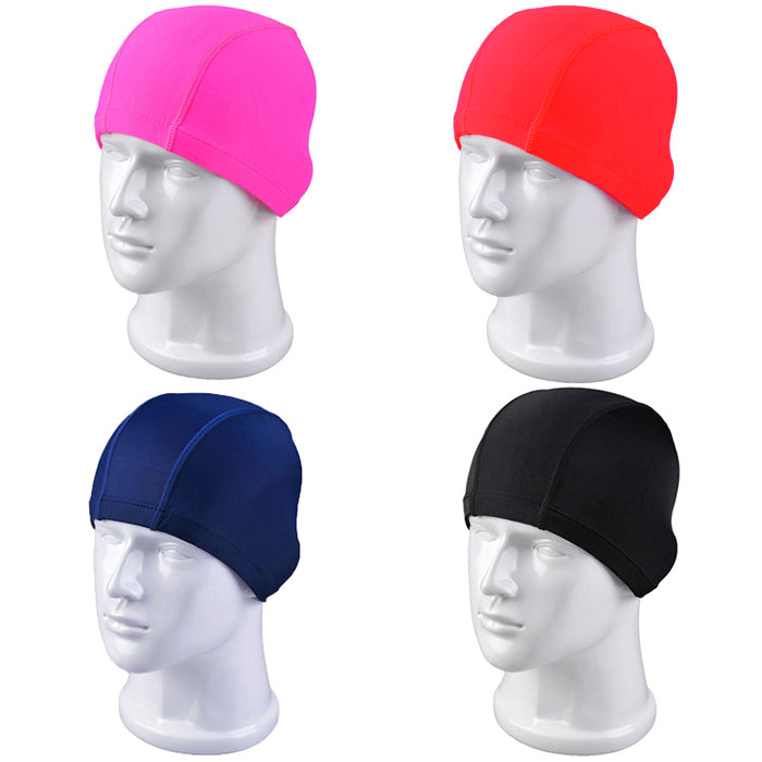 Easy Fit Unisex Adult Swimming Cap Hat Mens Womens Pool Sea Spandex Fabric