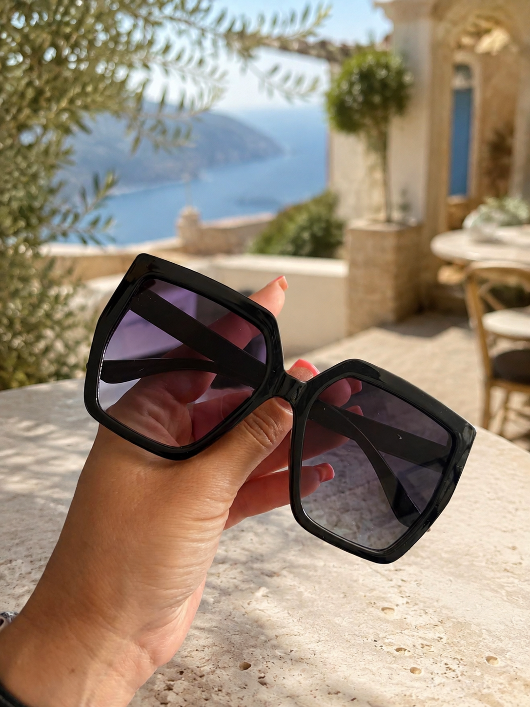 Women's Oversized Square Sunglasses Black UV400 Fashion Designer Style Shades