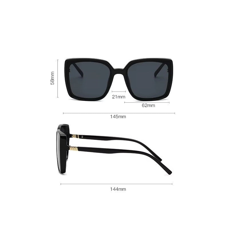 Women's Oversized Square Sunglasses Black UV400 Gradient Lens Fashion Designer
