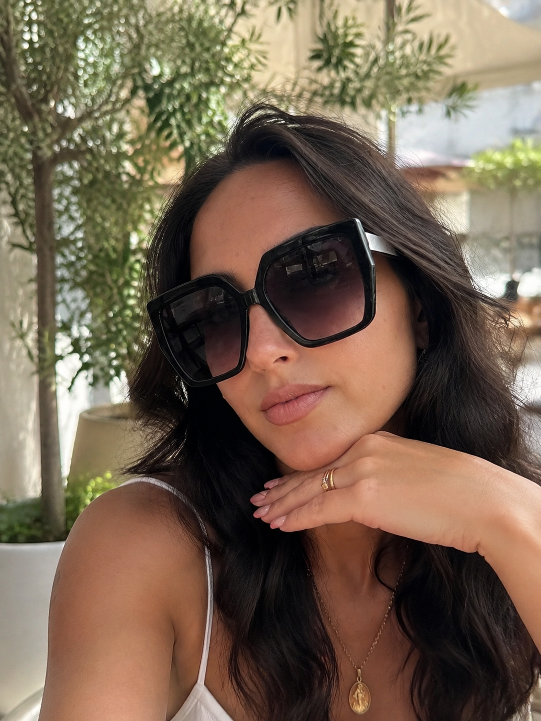 Women's Oversized Square Sunglasses Black UV400 Fashion Designer Style Shades