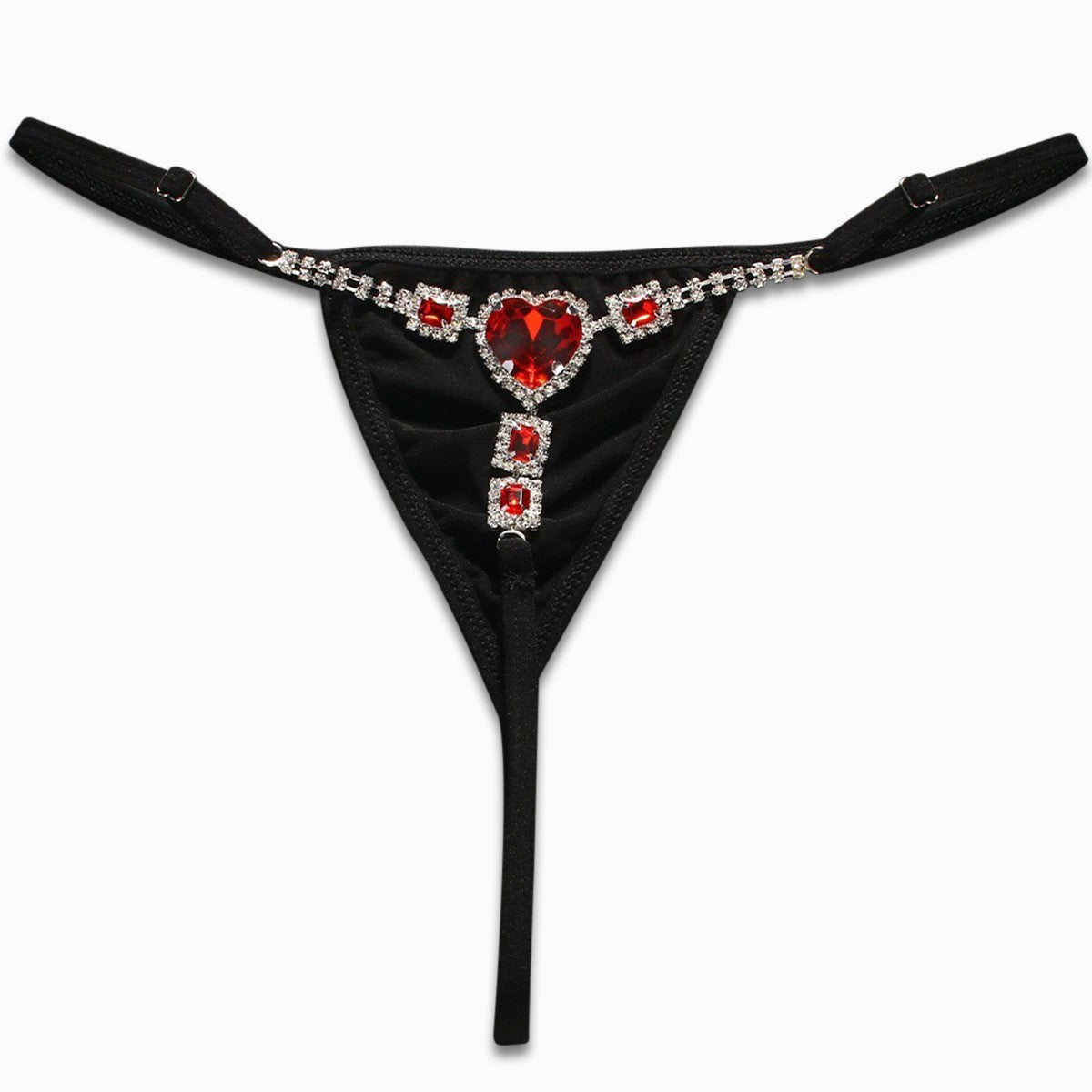Women’s Crystal Heart G-String Thong – Sexy Lingerie Nightclub Underwear