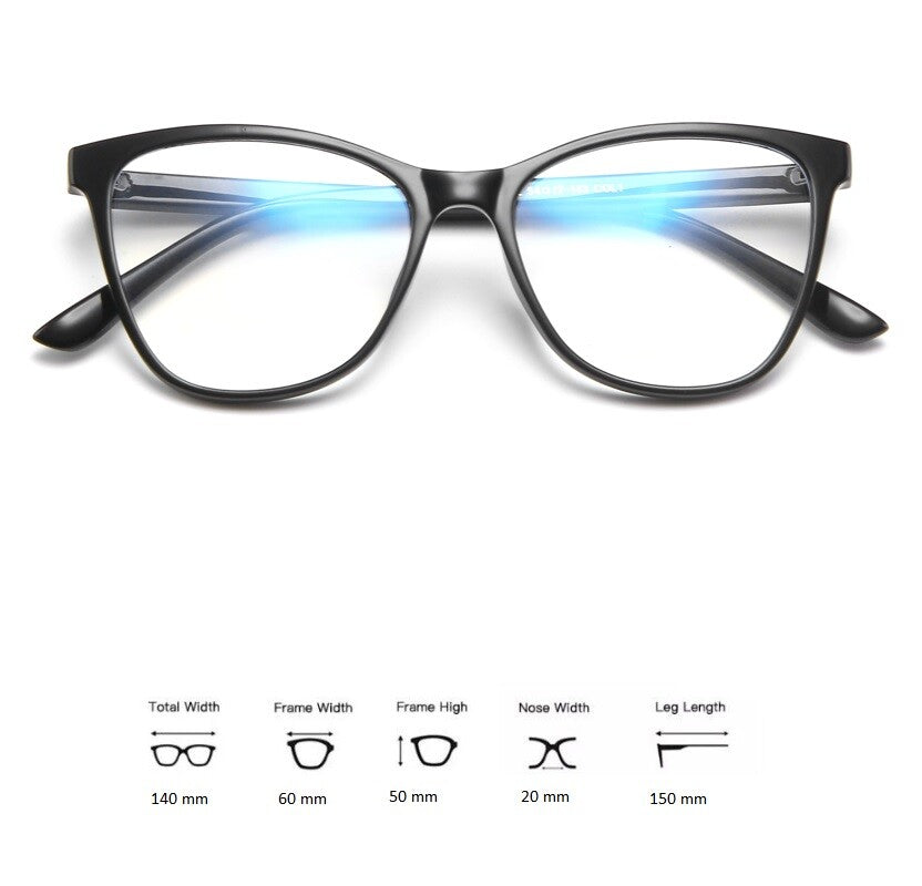 Cat Eye Frame Eyewear Womens High Quality Glasses Anti Blue light Filter Lens