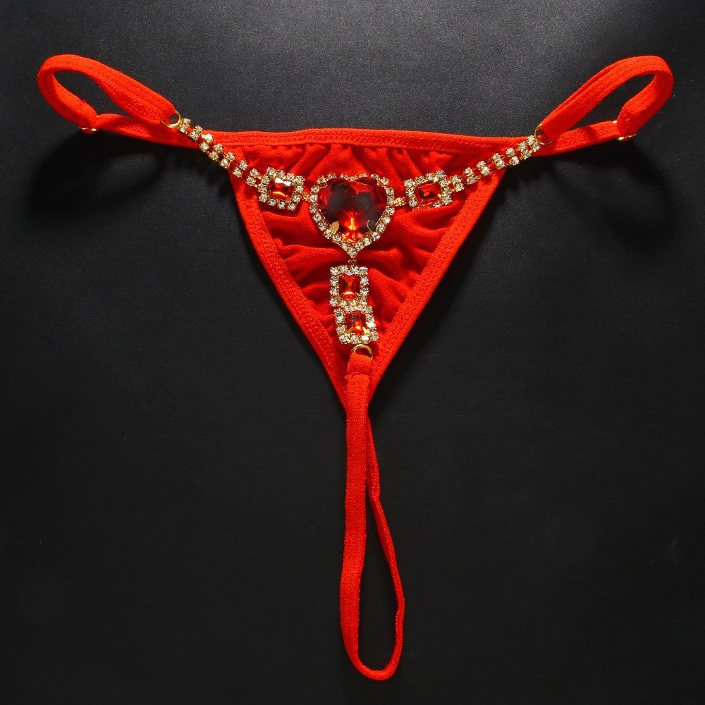 Women’s Crystal Heart G-String Thong – Sexy Lingerie Nightclub Underwear