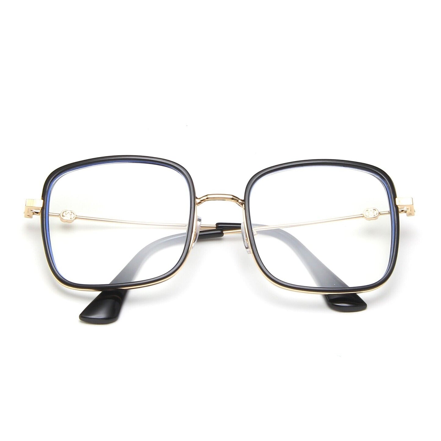 Oversized Square Metal Frame Eyeglasses - Retro Fashion Eyewear for Men & Women