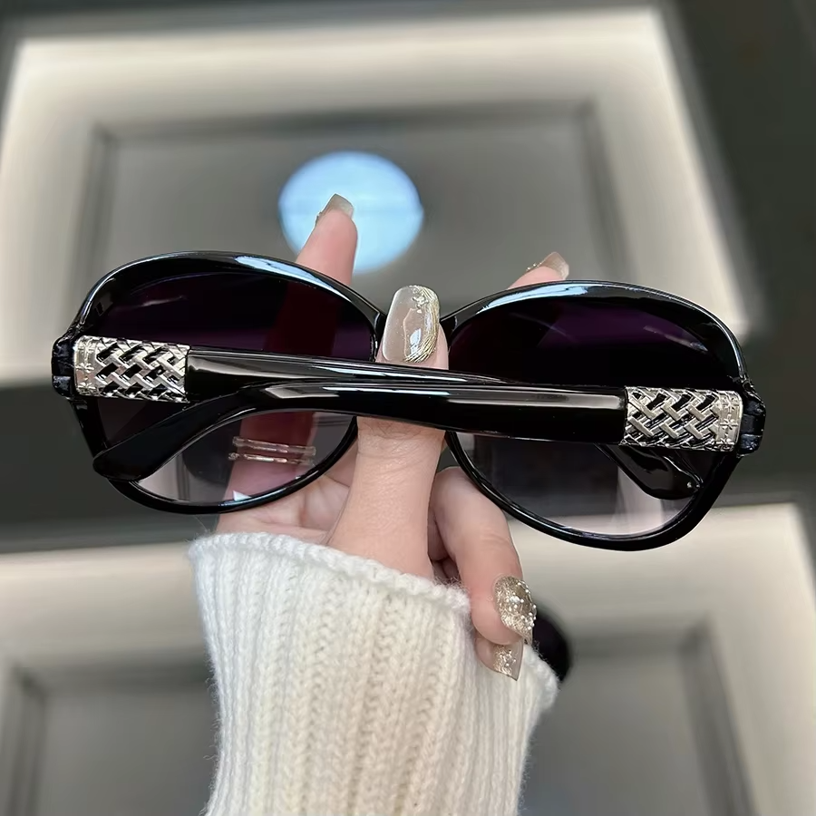 Women's Oversized Round Black Sunglasses Luxury Designer Style UV400 Fashion UK
