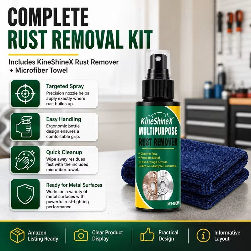 Fast Acting Rust Remover Spray for Metal, Tools, Car Parts & Chrome 50ML