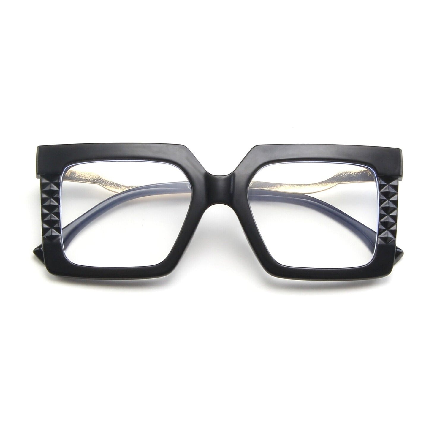 Womens Large Oversized Metal Frame Clear Lens Glasses Retro 80s Fashion