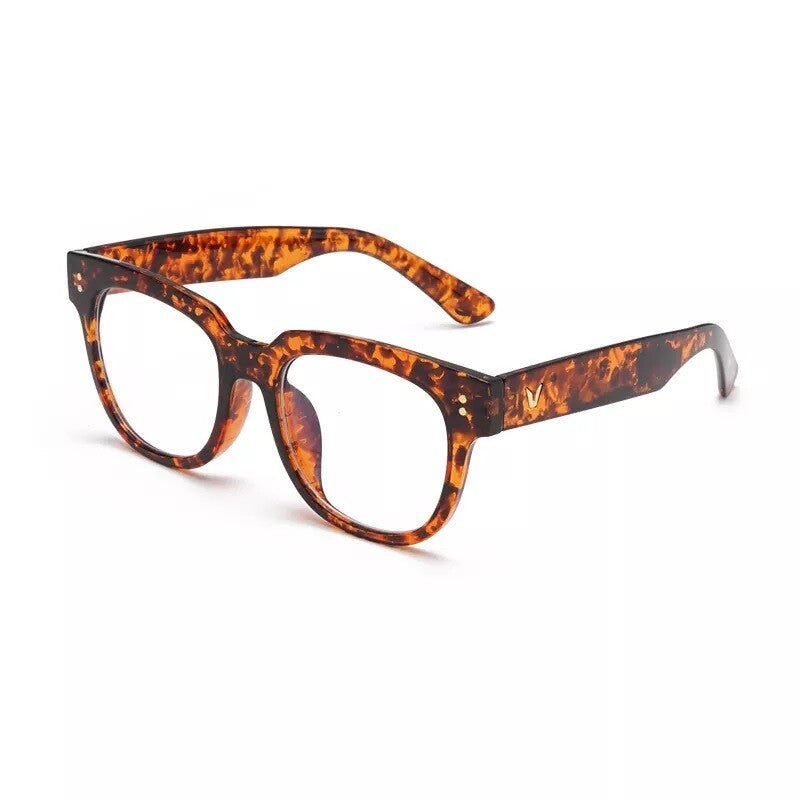 Retro Clear Lens Glasses Square Eyewear Unisex Mens/Womens Black/Amber/Clear