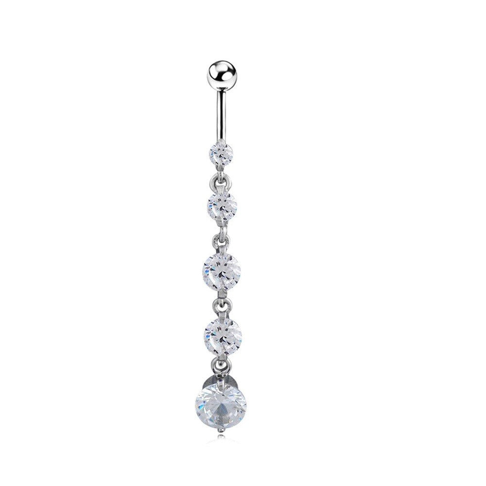 UK Belly Button Bars Body Piercing Ring Drop Dangly Reverse Silver Navel Bar