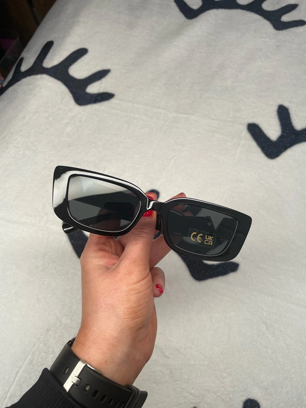 Vintage Sunglasses Frames For Women Rectangle Full Rim Small Wide Square Eyewear