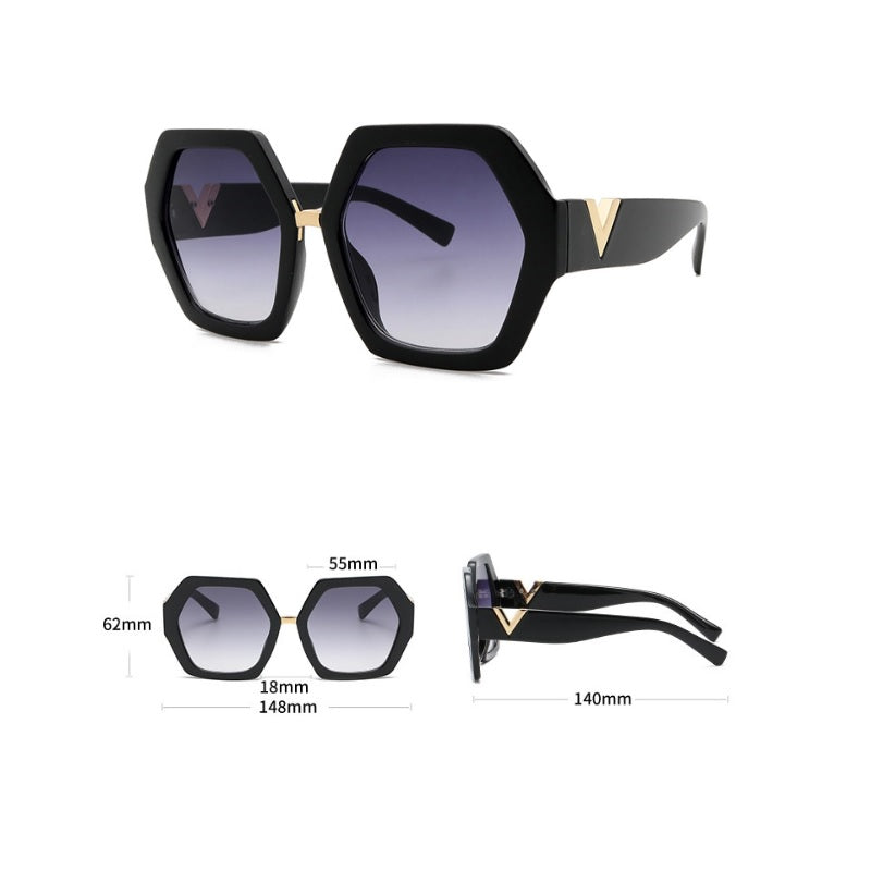 Oversized Sunglasses Womens Square Flat Top Large Black Luxury Ladies Big UV400