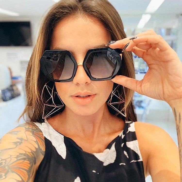 Oversized Sunglasses Womens Square Flat Top Large Black Luxury Ladies Big UV400
