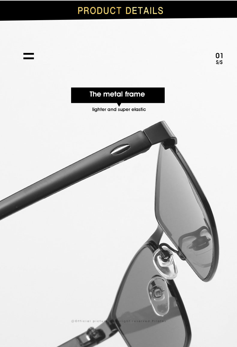 Classic Rectangle Style Metal Frame Sunglasses for Men Women