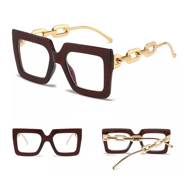 Womens Large Square Frame Oversized Frame Clear Lens Nerd Geek Glasses UV400