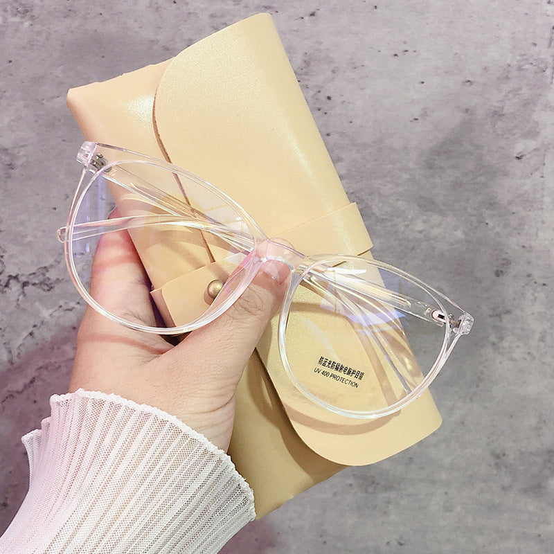 Crystal Plain Glass Light Round Transparent Glasses Frame For Men/Women