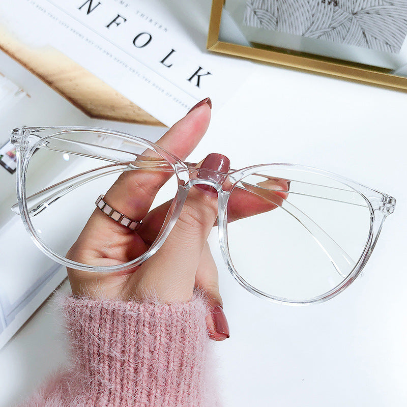 Crystal Plain Glass Light Round Transparent Glasses Frame For Men/Women