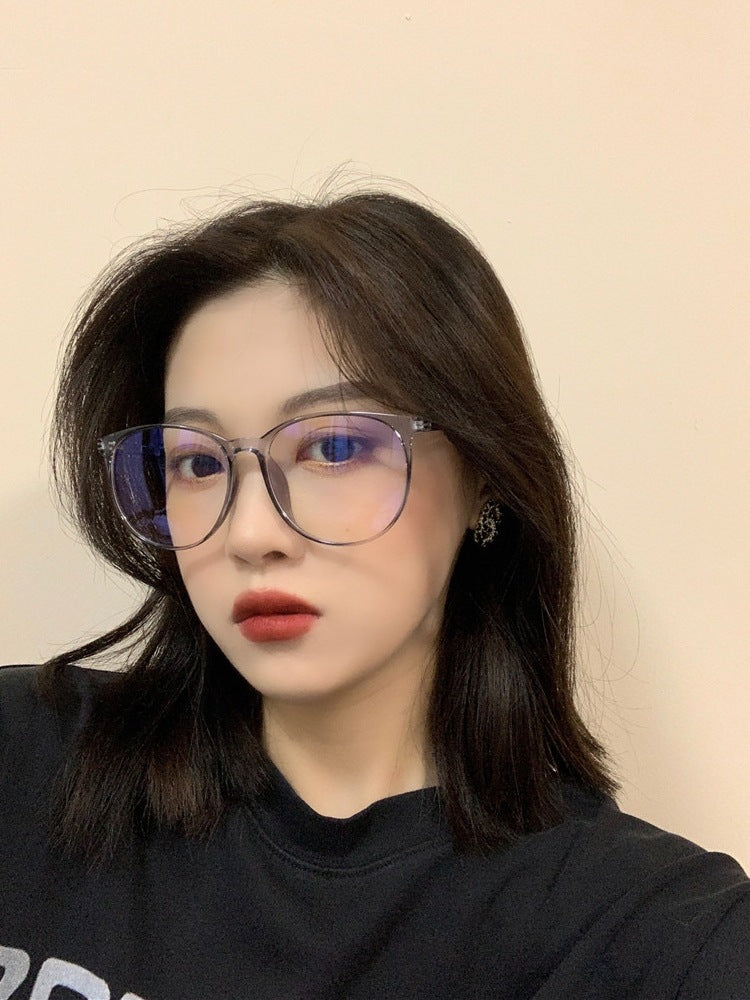 Crystal Plain Glass Light Round Transparent Glasses Frame For Men/Women