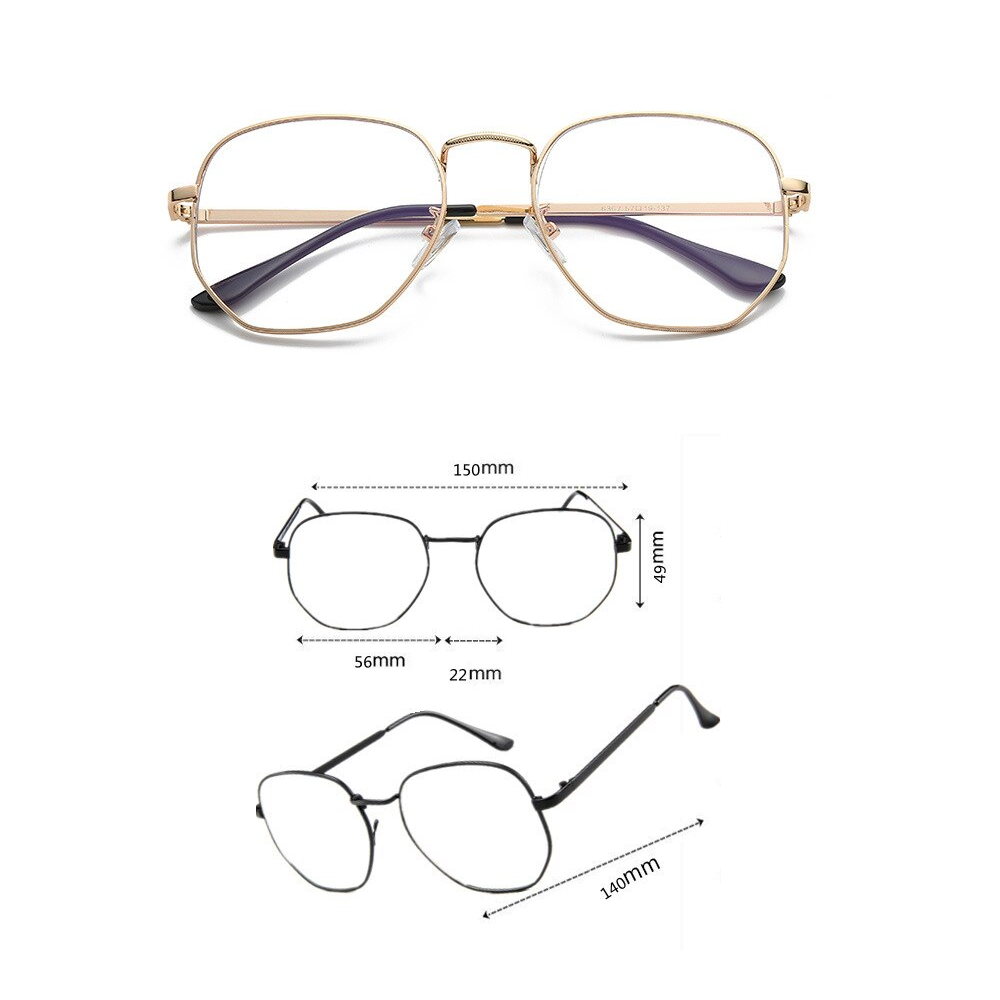 Metal Light Eyewear Oval Glasses PC Oversized Flat Glasses Womens/Mens
