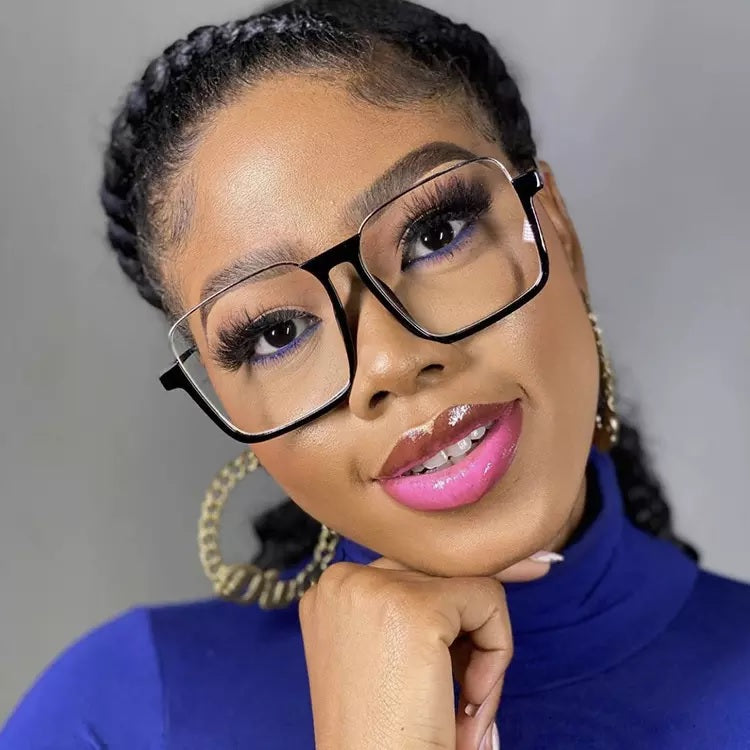 Oversized Half Frame Square Blue Light Blocking Classic and Stylish Computer Glasses Mens/ Womens