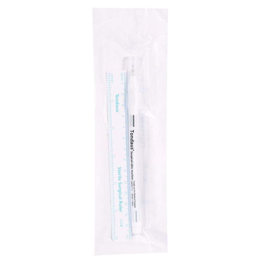 Microblading White Eyebrow Tattoo Skin Marker Pen With Measuring Ruler